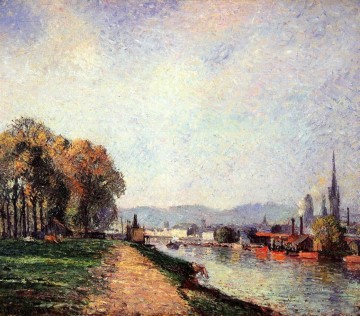 ブルック川の流れ Painting - ルーアンの眺め 1883 カミーユ ピサロ 風景の流れ